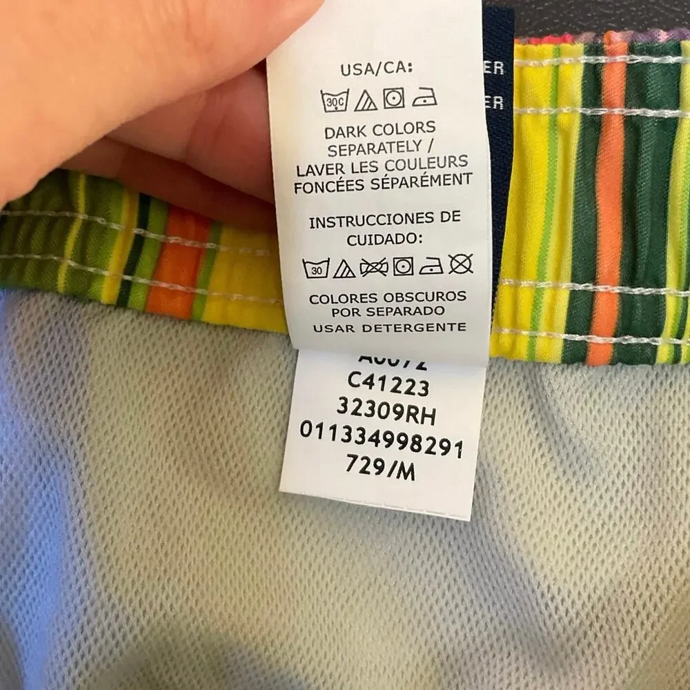 Chaps Plaid Swim Trunks Men’s Medium Bright Madras Board Shorts Yellow Blue NWT